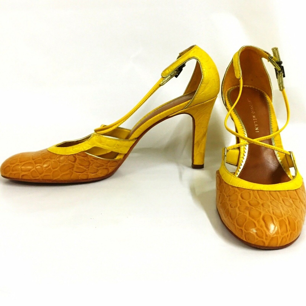 ANTONIO MELANI Snake Print Leather Stilletos